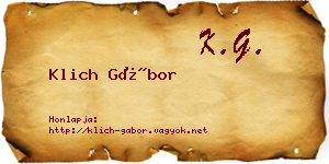 Klich Gábor névjegykártya